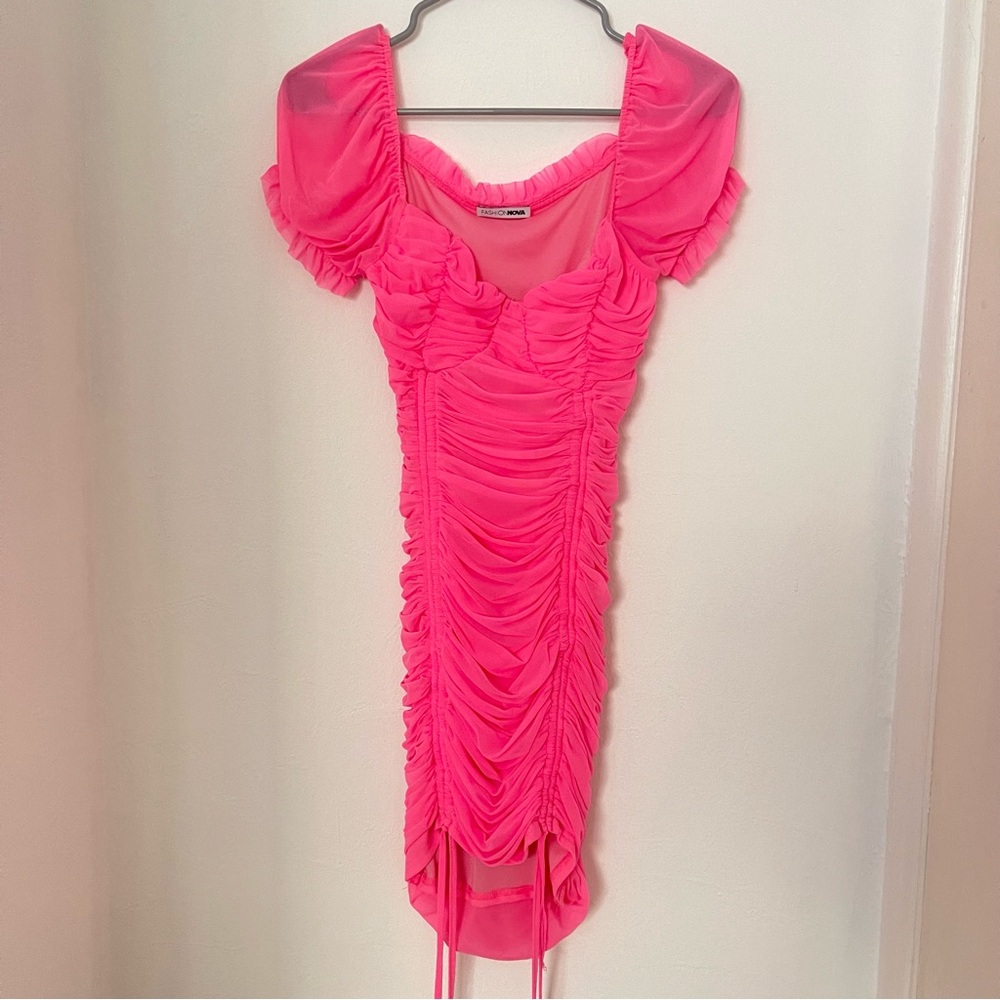 Sweet Feel Mesh Mini Dress - Hot Pink (size medium) Fashion Nova